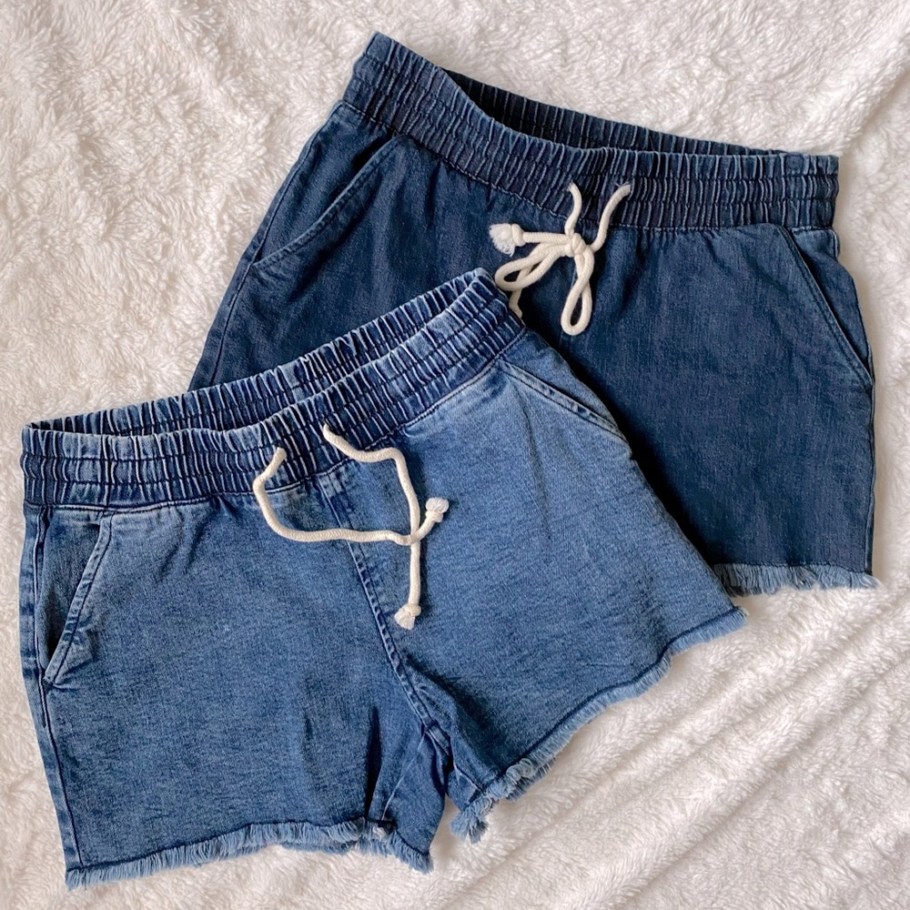 NOBO | 2 Pair Pull-on Drawstring Denim Shorts, XS/S (Junior 1)